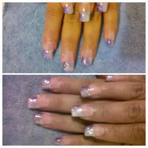 Unas Acrilico encapsulado glitter y organicolors